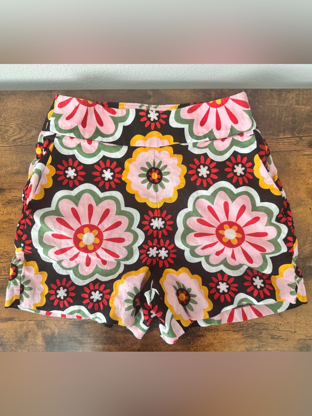 Boden Women’s Georgina Linen Retro Floral Spring Shorts Size 8